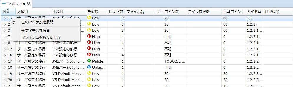 折り畳み表示制御画面